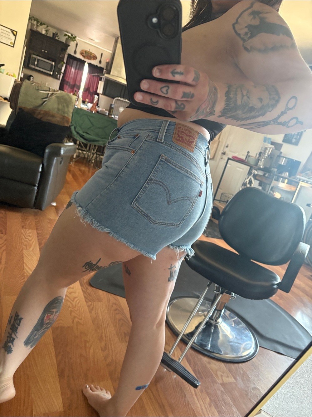 Levi's Light Blue Frayed Hem Denim Shorts